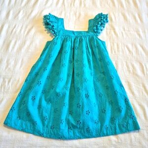 Crown & Ivy girls size small or 7 turquoise lined dress with cutout flowers NWT